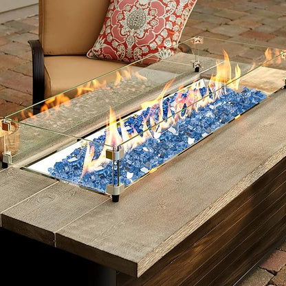 Onlyfire 10 lbs Fire Glass Rocks 1/4 Inch – Upgraded Alternative to Lava Rocks for Fire Pit, Reflective Glass for Propane Gas Fireplace, High Luster Firepit Glass Stones for Fire Table, Pacific Blue