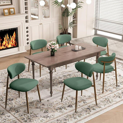 MALOL Dining Chairs Set of 6, Curved Back Kitchen Room Chairs with Metal Legs and Anti Slip Pads, Upholstered Dining Chair for Home and Restaurant, Green