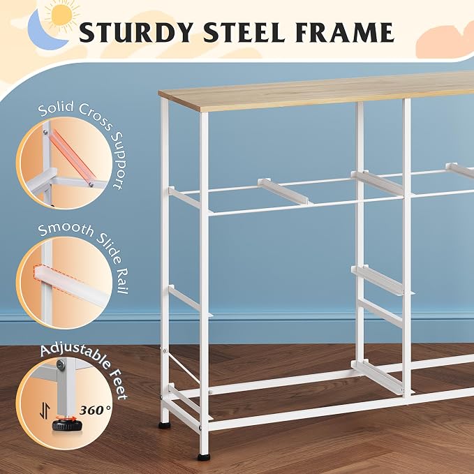 WLIVE Dresser for Bedroom with 8 Drawers, Wide Fabric Dresser for Storage and Organization, Bedroom Dressers, Chest of Drawers for Living Room, Closet, Hallway, Cream White