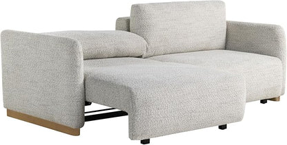 Serta Vail 86" Convertible Sleeper Sofa, Queen Size, Wall-Hugging Dreamglide Mechanism, Dreamcoil Comfort, Boucle Fabric, Ivory