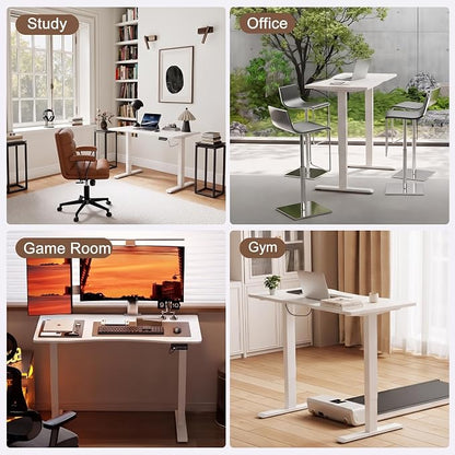 Solid Wood Electric Standing Desk 47.2"x23.6"Home Office Desk,Adjustable Workbench with 3 Stages Single Motor, Computer Workstation with T-Shaped Metal Bracket,Walnut Standing Desk for Gaming(1 Box)