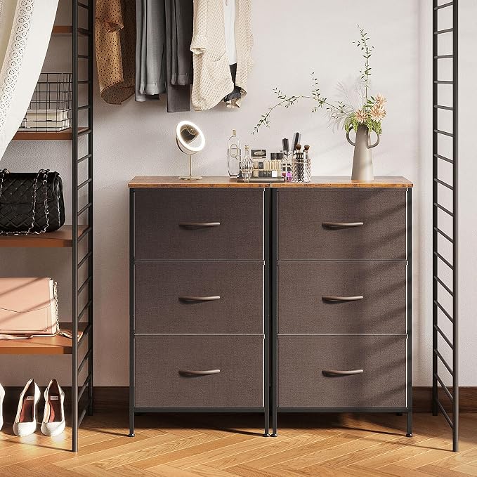 AODK Dresser for Bedroom Nightstand Small Dressers Chest of Drawers End Table for Living Room, Closet Dresser with 3 Storage Drawers Organizer Clothes, Brown