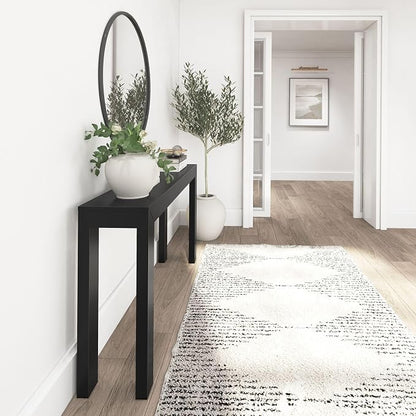Plank+Beam Modern Solid Wood Console Table, 56 Inch, Sofa Table, Narrow Entryway Table for Hallway, Behind the Couch, Living Room, Foyer, Easy Assembly, Black