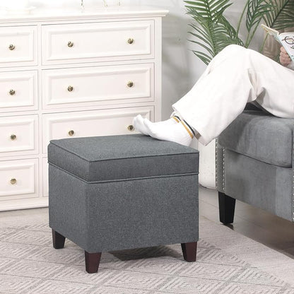 Adeco Chest and Footrest-Square Seat Storage Bench Ottoman, Gray