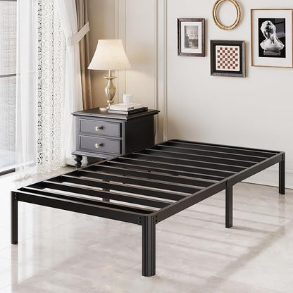 Lutown-Teen 10 Inch Twin Bed Frames with Rounded Corner Legs, 1000 LBS Heavy Duty Metal Twin Platform Bed Frame with Steel Slats Support, No Box Spring Needed, Noise Free, Easy Assembly