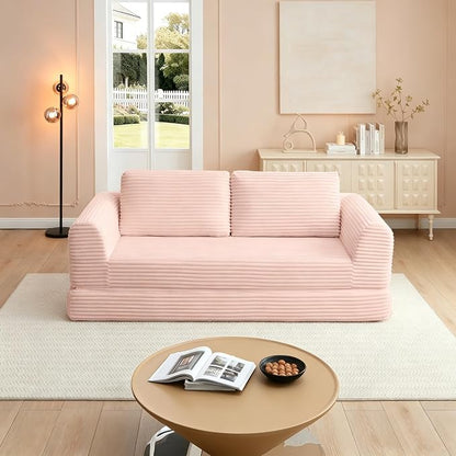 82-Inch Foldable Loveseat Boneless Cloud Couch, Modern Compressed Foam Daybed Floor Mattress Sleeper Sofa, 2-in-1 Boneless Convertible Sofa in a Box,No Assembly Required