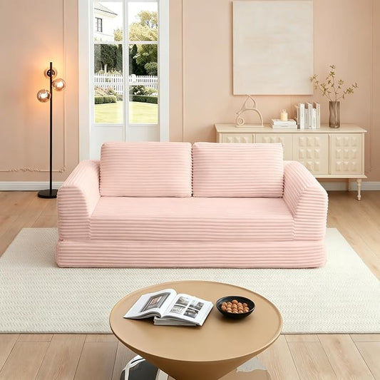 82-Inch Foldable Loveseat Boneless Cloud Couch, Modern Compressed Foam Daybed Floor Mattress Sleeper Sofa, 2-in-1 Boneless Convertible Sofa in a Box,No Assembly Required