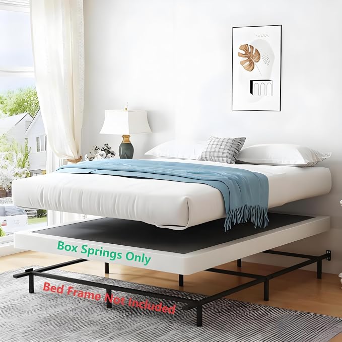 Vaciwe Queen Box Spring 6 Inch Heavy Duty Metal Box Springs Mattress Foundation with Easy Clean Fabric Cover, Noise Free, Easy Assembly