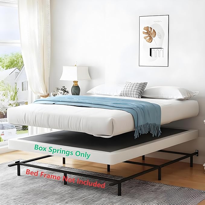 Vaciwe Queen Box Spring 4 Inch Heavy Duty Metal Box Springs Mattress Foundation with Easy Clean Cover, Noise Free, Easy Assembly