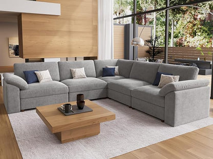 EASE MOOSE Oversized L Shape Sectional Modular Sofa，Comfty Sectional Modern Deep Seat Couch,Grey Modular Cloud Couch