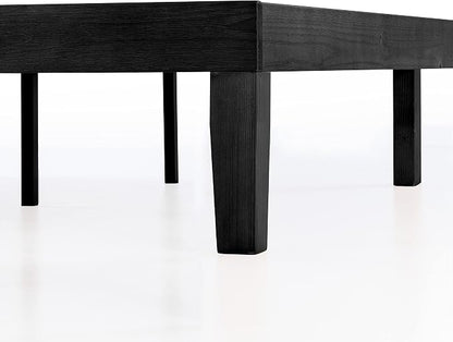 Mellow Naturalista Classic 12 Inch Solid Wood Platform Bed with Wooden Slats, Full, Black