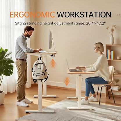 47"x24" Standing Desk Height Adjustable Electric Stand up Desks for Home Office Computer Sit Stand Desk with Two-Piece Desktop with gap LED Display 3 Memory Presets T-Shaped Metal Support,Maple