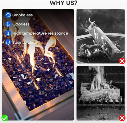 Stanbroil 10-Pound Fire Glass - 1/2 inch Reflective Tempered Fire Glass for Fireplace Fire Pit, Cobalt Blue Reflective