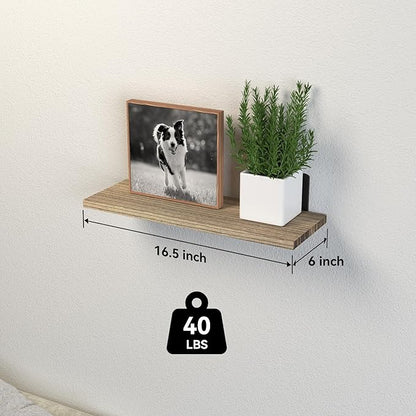 DOLLFIO Floating Shelves, 8 Sets Wall Shelves, Wood Floating Shelves for Bedroom Wall Décor, Wall Mounted Floating Bathroom Shelf for Storage, Floating Book Shelf Living Room – Rustic Brown