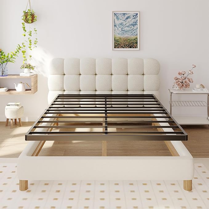 Upcanso California King Box Spring Bed Base 2 Inch, Low Profile Metal Cal King Box Spring Bunkie Board 2 Inch, 3000 Lbs Max Weight Capacity Mattress Foundation, Noise-Free, Easy Assembly
