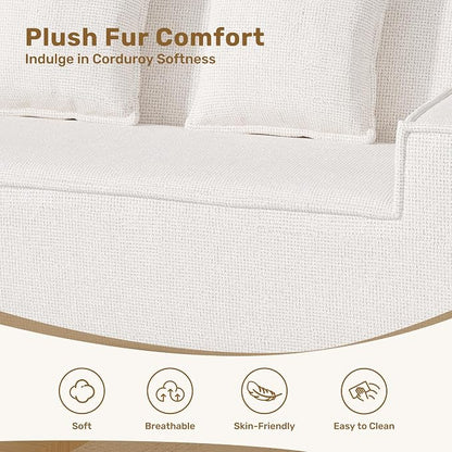Luxanimarion 77'' Modern Small Loveseat, No Assembly Required Cloud Sofa Cloud Sofa Boneless Couches with 2 pcs Pillows for Living Room, Apartment(Polar Fleece-Beige)
