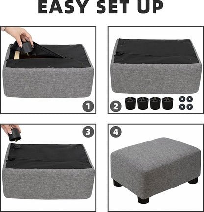 CAROLMADE Small Foot Stool Ottoman Footstool with Legs Under Desk Footrest for Living Room Bedroom and Office,Linen-Grey