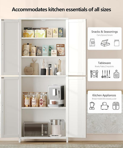Akxomel Tall Bathroom Storage Cabinet, 11 x 22.8 x 63 Inches, Floor Cabinet with Barn Doors, Adjustable Shelf, Linen Pantry Cabinet for Kitchen, Laundry Room, Living Room, Entryway, White