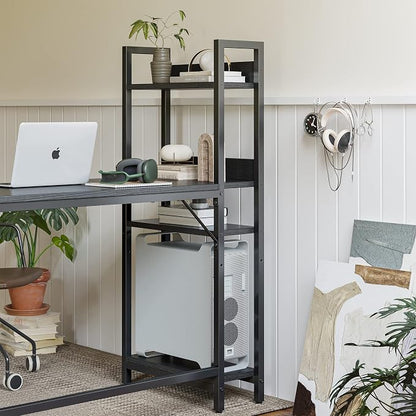 CubiCubi L Shaped Desk, 51.1 Inch Computer Corner Desk with Hutch, Storage Shelves, Writing Gaming Study Desk with Bookshelf, Black