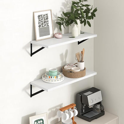 Axeman 12 Inch Deep Floating Shelves 30 Inches Long Set of 2 | 30'' x 12'' Rustic White Wood Shelves for Wall, Extra Deep Wall Shelves for Living Room Bathroom Kitchen