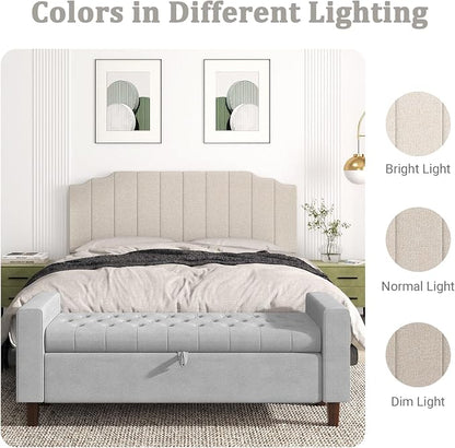 Befurtori King Size Headboard Only, Linen Wall Mounted Headboard King for Adjustable Bed Modern Upholstered Head Board Easy Assembly, Beige