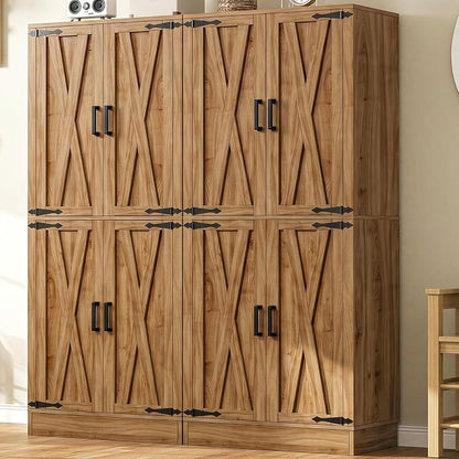 Unikito 71" Pantry Cabinet with Drawer, Farmhouse Barn Doors and Adjustable Shelves, Freestanding Storage Cabinet for Kitchen, Dining Room, Living Room, Utility Room