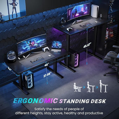 SIAGO Electric Standing Desk Adjustable - 48 x 24 Inch Sit Stand up Desk with Cable Management - 3 Memory Preset Adjustable Height Table