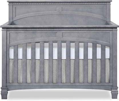 Evolur Santa Fe 5-in-1 Convertible Crib in Storm Grey, Greenguard Gold Certified, Features 3 Mattress Heights, Wooden Nursery and Bedroom Furniture, Baby Crib