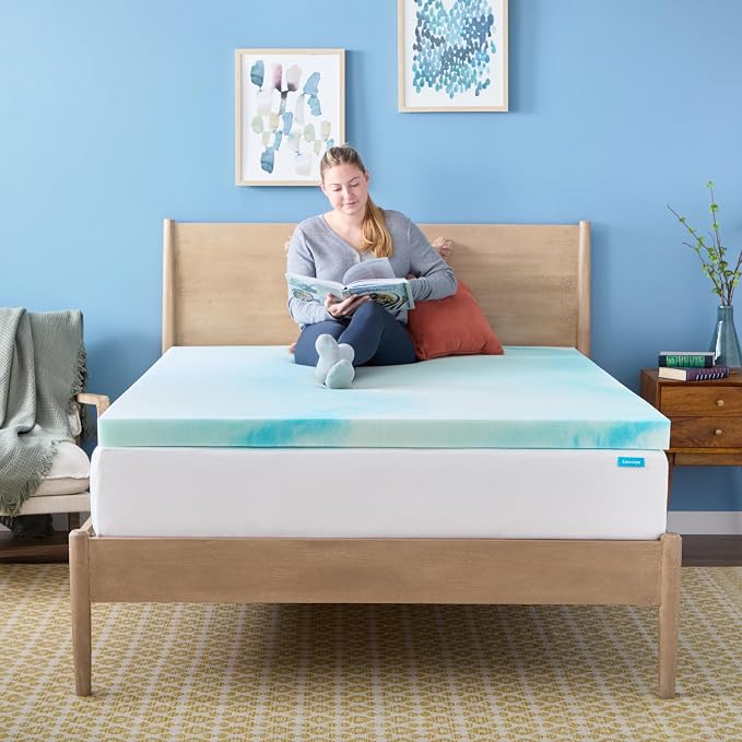 Linenspa 3 Inch Swirl Gel Memory Foam Mattress Topper, California King Size – Cooling Gel Infused, Ventilation Holes – Pressure Relieving Bed Topper – CertiPUR Certified