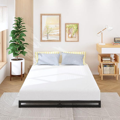 Lutown-Teen 4 Inch California King Bed Frames No Box Spring Needed Heavy Duty Metal Cal King Platform for Mattress Foundation, Noise Free, Easy Assembly, Black