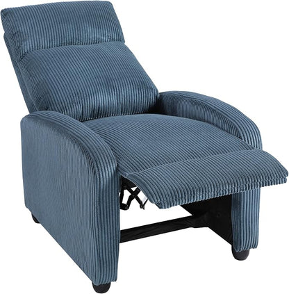 Lexicon Corduroy Pushback Recliner Chair Armchair Push Back Recliner, Solid Wood Frame and Metal Base, Easy Assembly Small Soft Single Sofa Accent Chair for Living Room/Office/Apartment, Midnight Blue