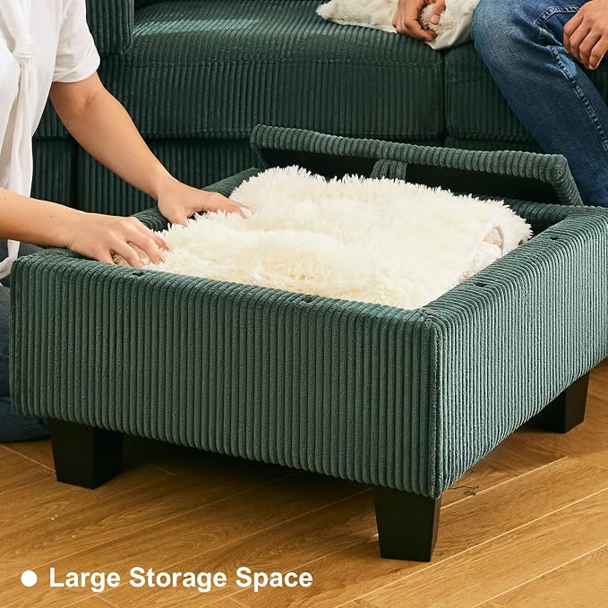 Belffin Corduroy Modular Sectional Sofa 9 Seat Convertible Sectional Sleeper Sofa Bed with Storage Ottomans Modular Sectional Couch Bed for Living Room Green