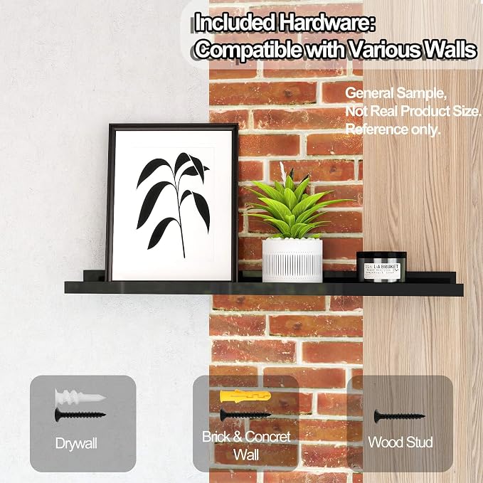 Long Floating Shelves for Wall Decor, Long Wall Mounted Storage Shelf for Bedroom, Living Room, Bathroom, Kitchen, Nursery, Display Picture Ledge Shelf with Lip Set of 2-71 Inches, Black