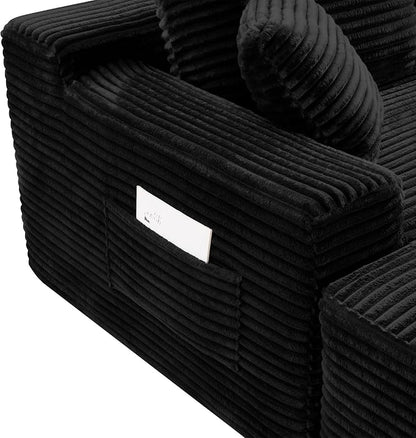 106-Inch Oversized U-Shaped Right Facing Corner Compressed Sofa Modular Boneless Cloud Sectional Sofa Floor Foam Couch W/Chaise & Ottoman, Corduroy Corner Boneless Cloud Couch