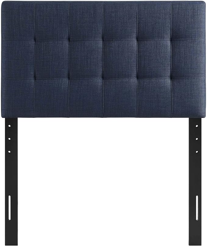 Modway Lily Tufted Linen Fabric Upholstered Twin Headboard in Navy