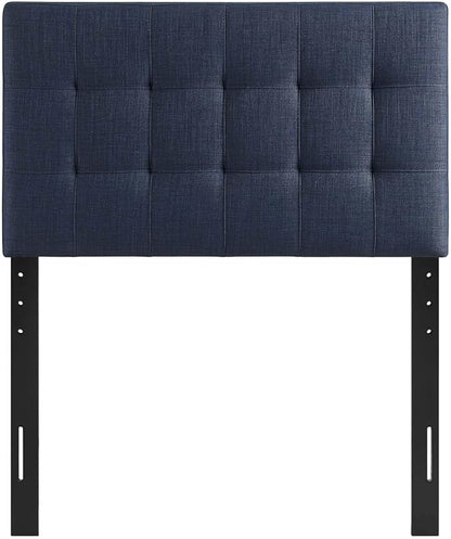 Modway Lily Tufted Linen Fabric Upholstered Twin Headboard in Navy