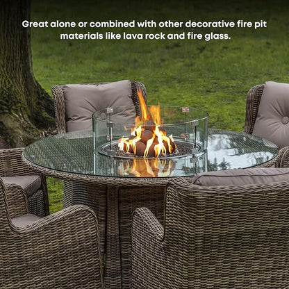 Stanbroil Ceramic Balls - 3” Round Fire Stones for Fire Pit Fire Bowl and Fireplace - Set of 15, Black