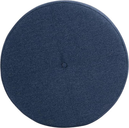 HomePop 24" Large Round Storage Ottoman - Blue Woven Fabric