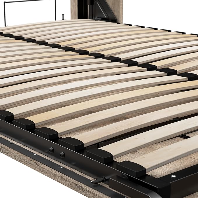 Bestar Pur Queen Size Murphy Bed in Rustic Brown, 65-inch Space-Saving Sleeping Arrangement for Multipurpose Area, Bedroom, Guest Room, or Living Room