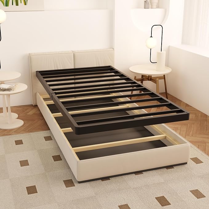 Maenizi Twin Box Spring 2 Inch Low Profile, Heavy Duty Metal Box Spring Bed Base Bunkie Board, Mattress Foundation, Easy Assembly, Noise Free, Black