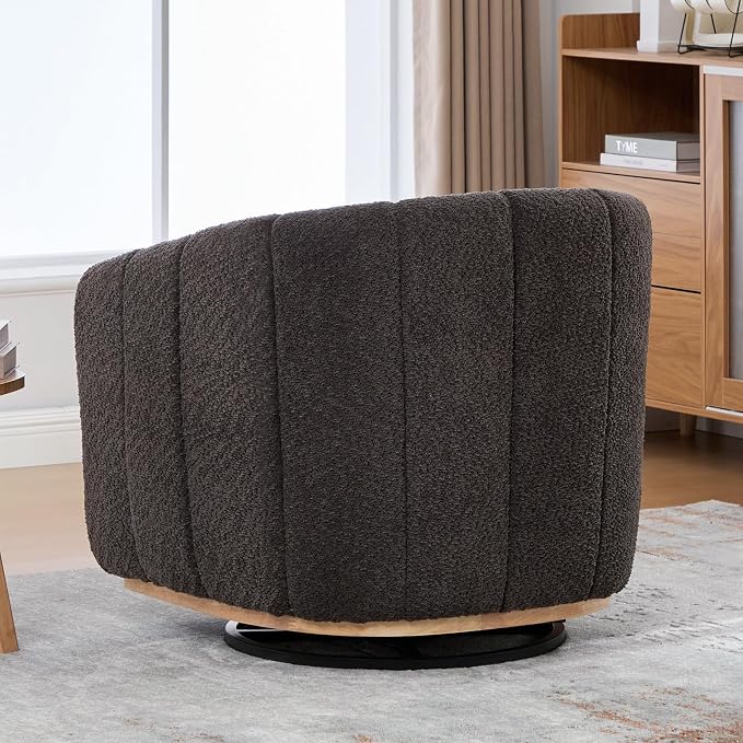 Swivel Barrel Chair Set of 2, 360 Degree Round Swivel Accent Chair for Living Room, Mid Century Modern Upholstered Accent Chair,Comfy Tufted Sofa Armchairs for Bedroom,Nursery,Boucle,Charcoal