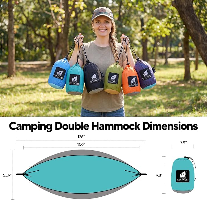 SUNCREAT Hammocks Backpacking Hammock for Camping, Lightweight Camping Hammock for Outside, Blue Green
