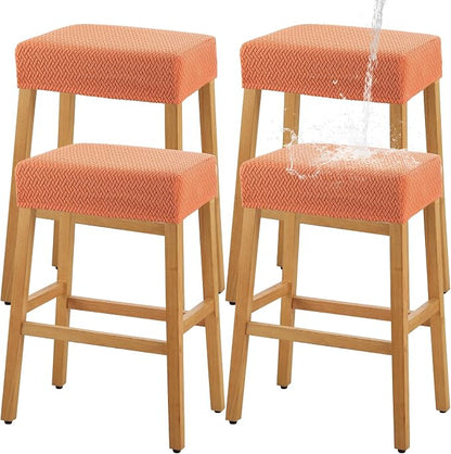 YISUN Stool Covers Rectangle - 4 Pack Stretch Waterproof Saddle Seat Cover Counter Bar Stools Bar Chairs Covers Kitchen Island Chairs Cushion Protector
