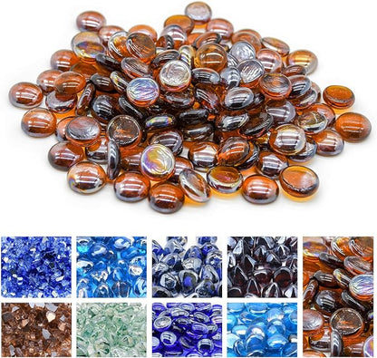 GasSaf 3/4 Inch Glass Fire Rocks Drop Beads for Gas Fire Pit Fireplace, Replaces Existing Gas Logs & Lava Rocks(10 Pound)(Amber Luster)