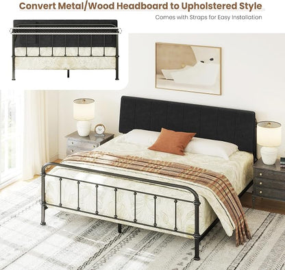 King Size Headboard Only-No Assembly, Upholstered Headboard King Size Linen Fabric Modern Style Headboards Extra-Thick, Black