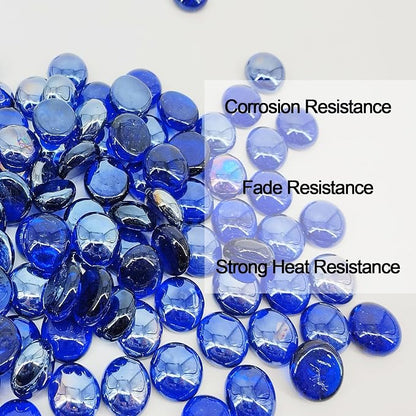 19 Pound Fire Glass Beads for Fire Pit 1/2 inch Tempered Glass Rocks Cobalt Blue