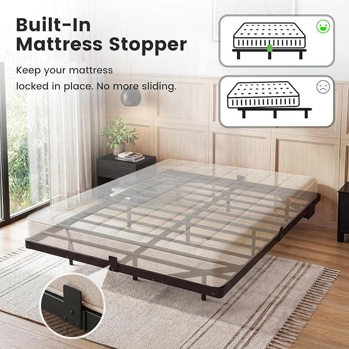 Liians Full Size Modern Floating Bed Frame with Smart LED Lights, USB Charging Station, Sturdy Metal Platform, No Box Spring Needed, and Easy Assembly