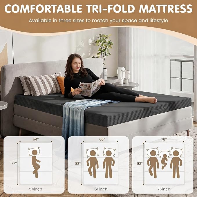Convertible Sofa Bed Full,5-in-1 Tri-Fold Boneless Couch with Removable Armrests & Handle,Corduroy Futon Sleeper Sofa,Floor Folding Mattress Pull Out Bed for Small Space Apartment Bedroom Black