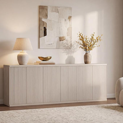 SICOTAS Buffet Cabinet with Storage Accent Sideboard Modern Credenza with Doors & Shelves Fluted Media Console Mid Century Coffee Bar Table for Living Room Kitchen Dining Room Hallway(3PCS)