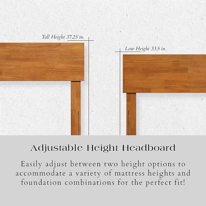 AFI, Orlando King Adjustable Modern Solid Wood Panel Headboard, Light Toffee